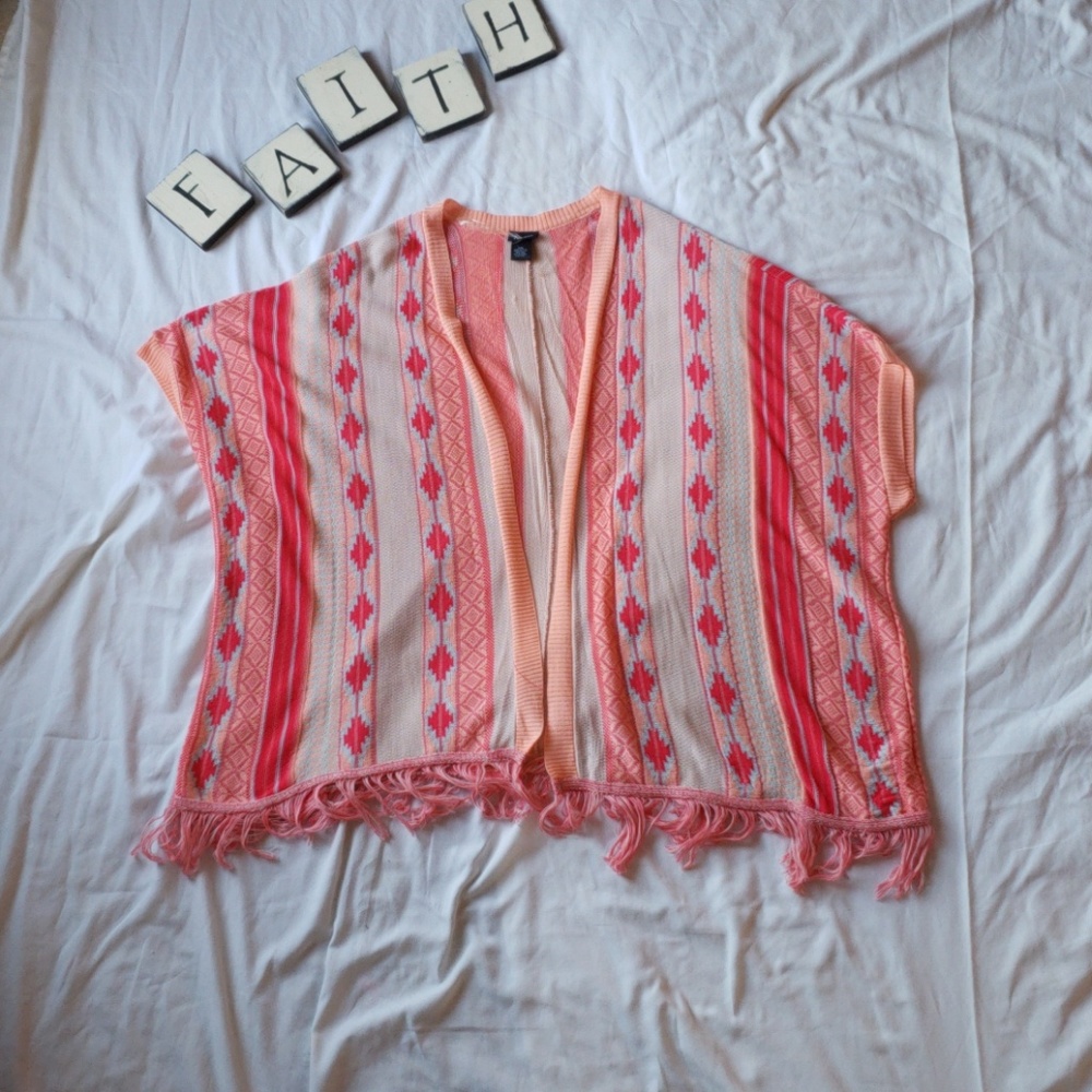 Multi colored short sleeve cardigan